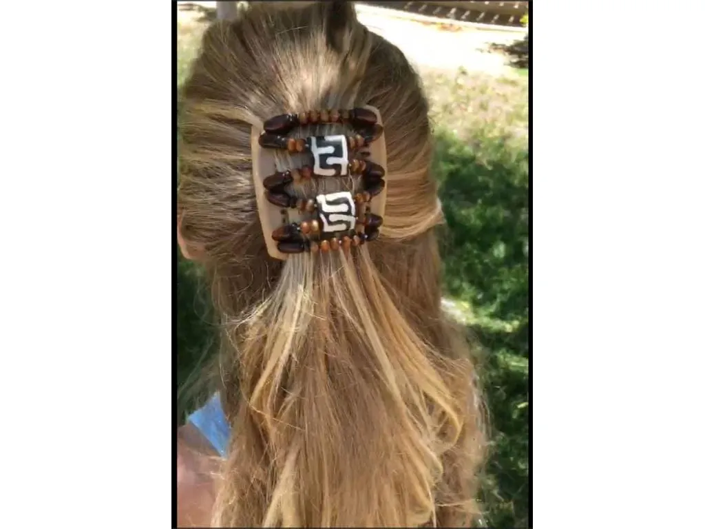African Butterfly Chameleon Hair Comb - Beada Black 30