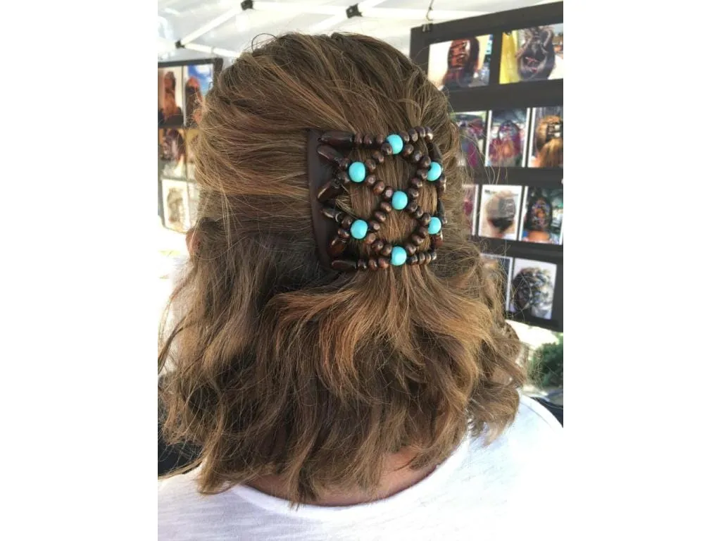 African Butterfly Chameleon Hair Comb - Beada Black 30