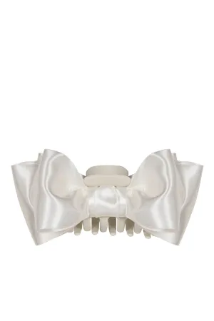 Agatha Ivory Satin Bow Jaw Clip