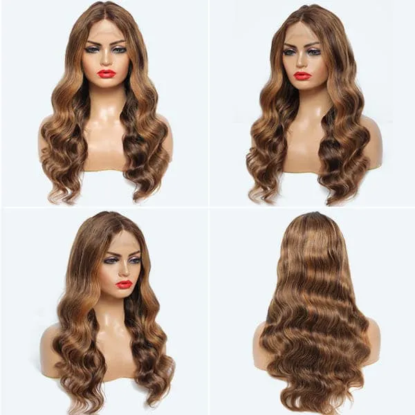 Alipop 360 Lace Front Wig Body Wave Honey Blonde Highlights Wig