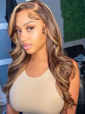 Alipop 360 Lace Front Wig Body Wave Honey Blonde Highlights Wig