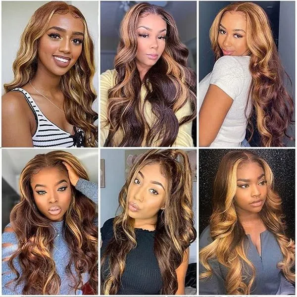 Alipop 360 Lace Front Wig Body Wave Honey Blonde Highlights Wig