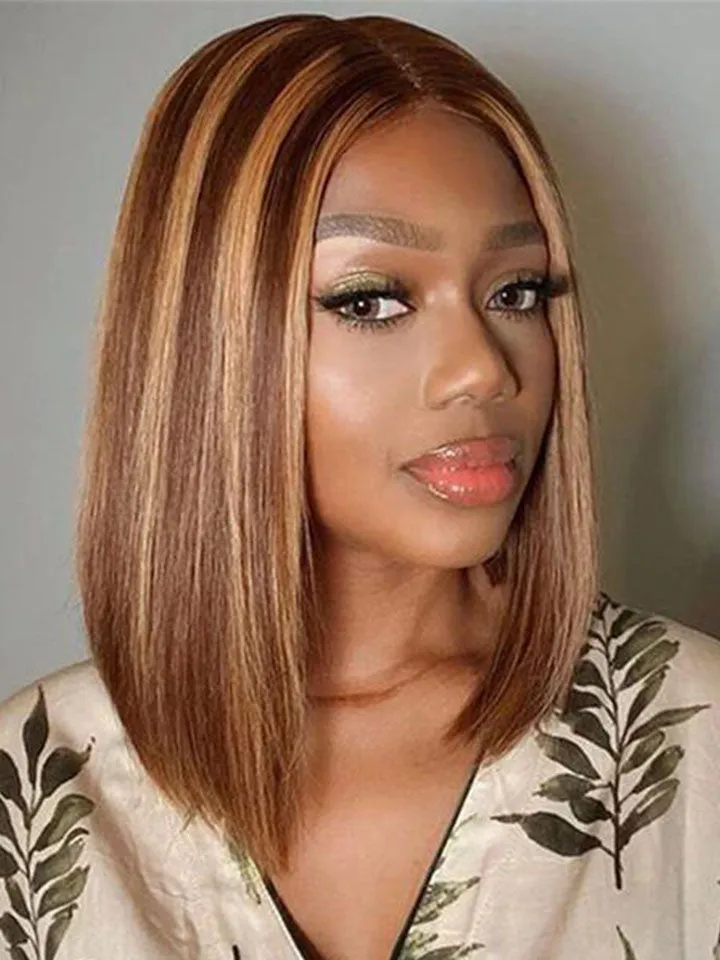 Alipop Bob Wigs Striaght 4x4 Lace Closure Wig Highlight Wig Human Hair Wig