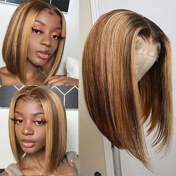 Alipop Bob Wigs Striaght 4x4 Lace Closure Wig Highlight Wig Human Hair Wig