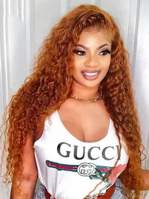 Alipop Ginger Wig Water Wave Wig Orange Hair Wig Transparent Lace Closure Wig