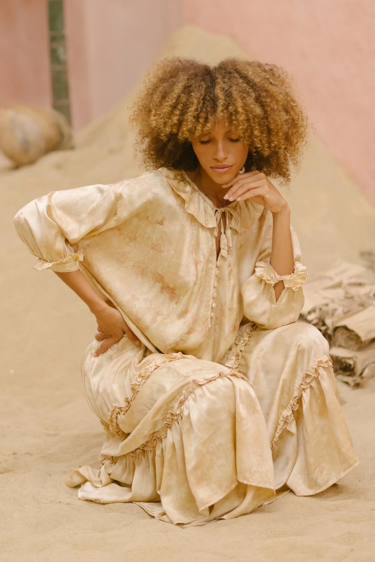 Allegra Joy, Rose Petal Dyed, Silk Gown