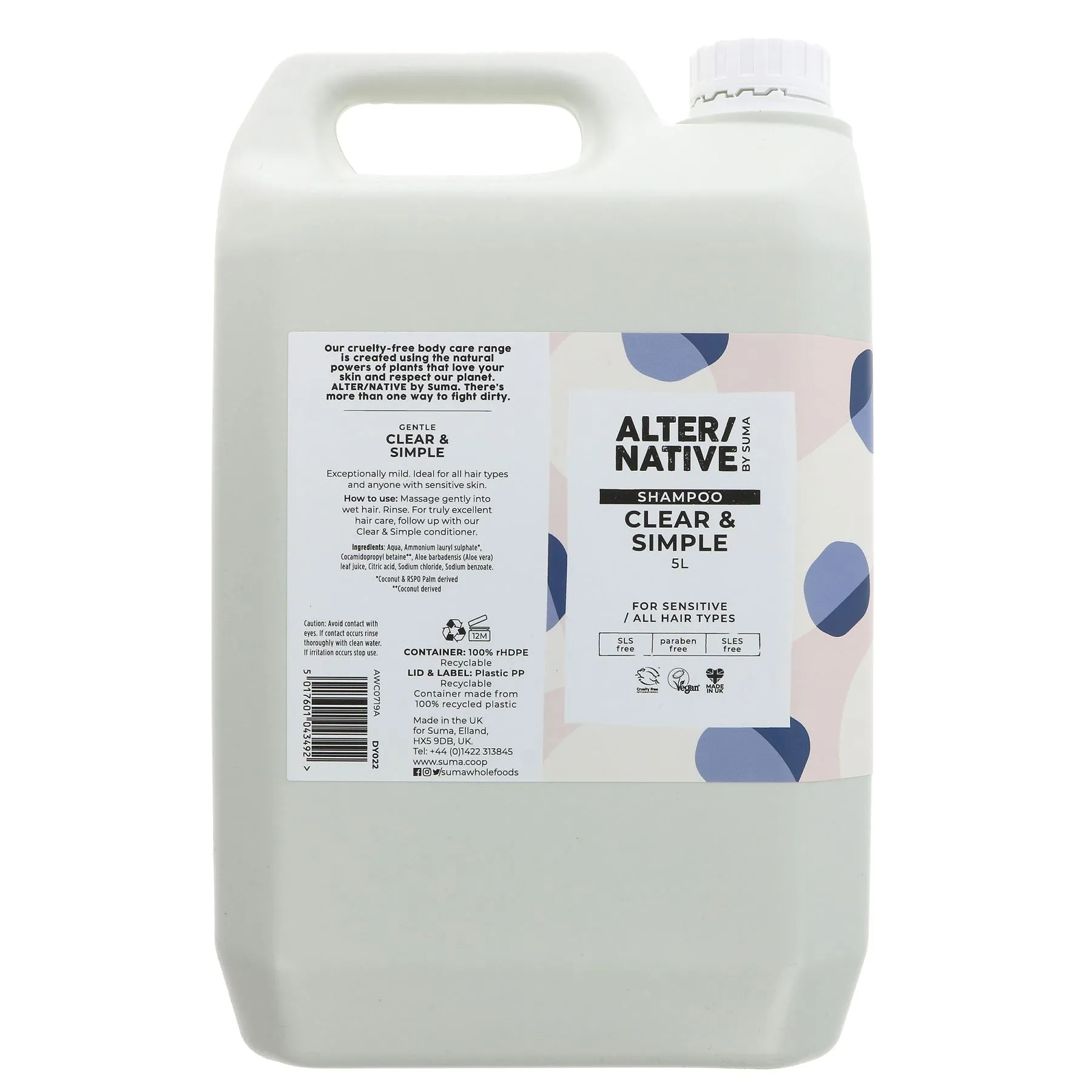 Alter/Native | Shampoo - Clear & Simple - Sensitive/for all hair types | 5l