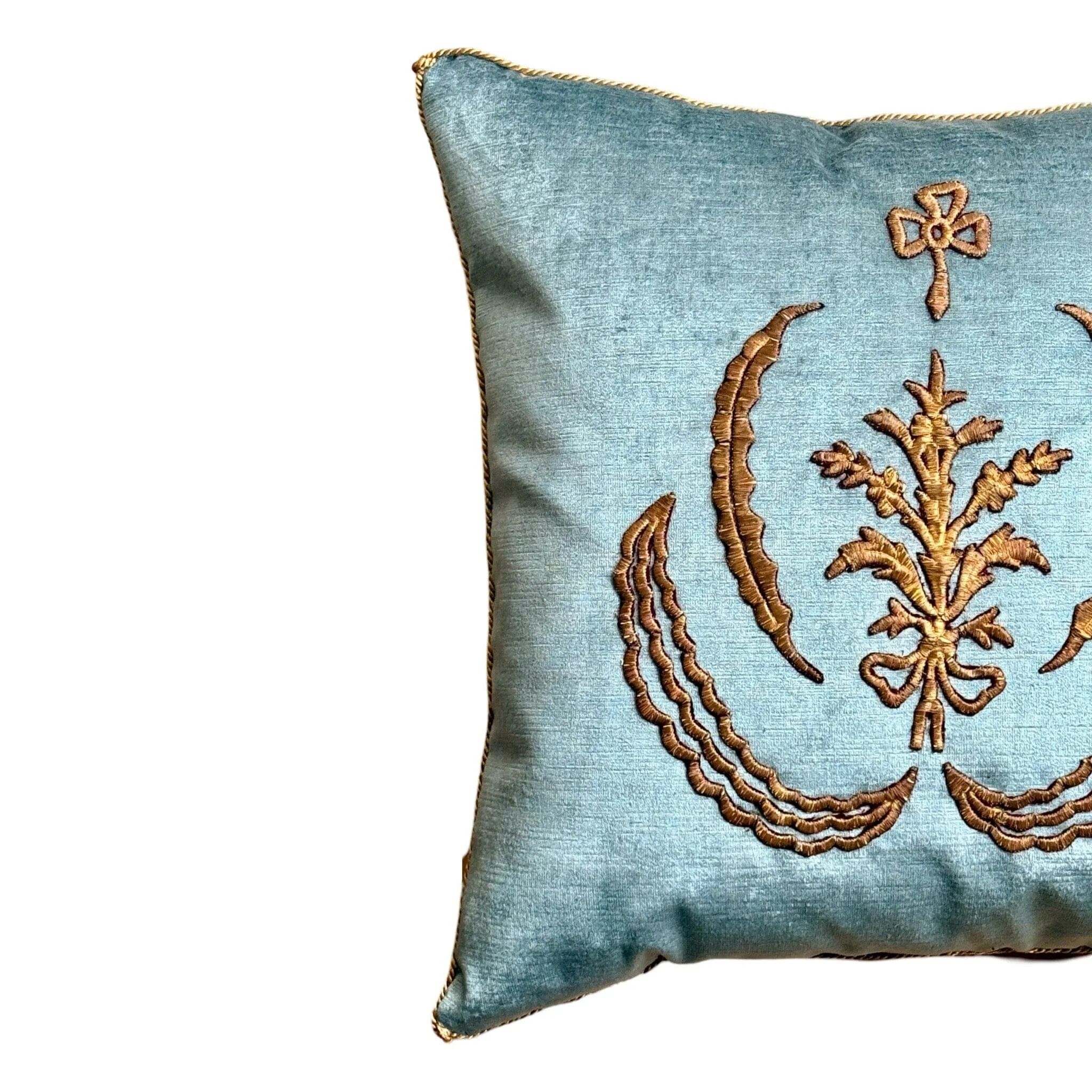 Antique Ottoman Empire Raised Gold Metallic Embroidery (#E010625 | 19" x 20")