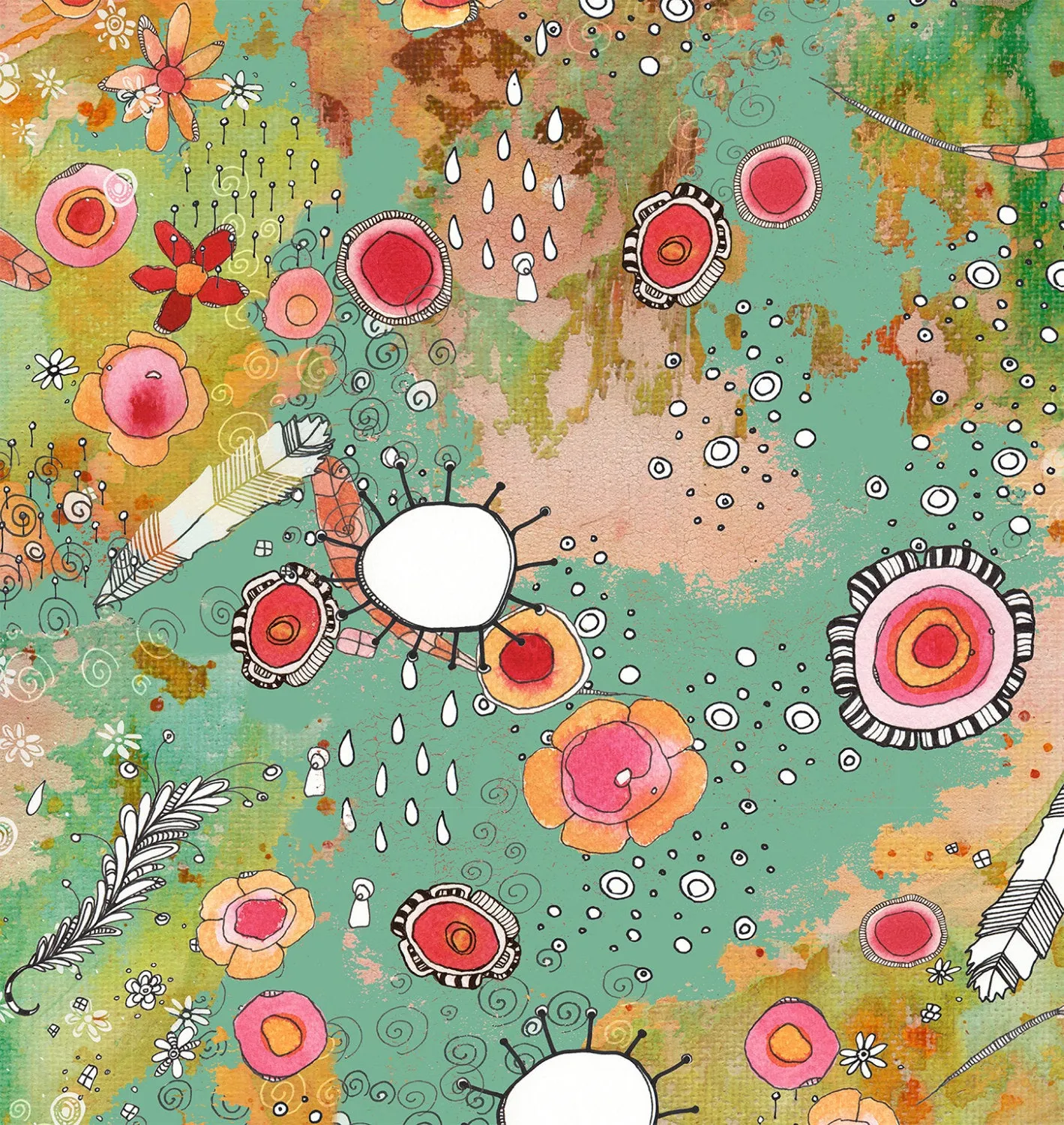 Area Rug 'Feathers, Flowers, Showers'