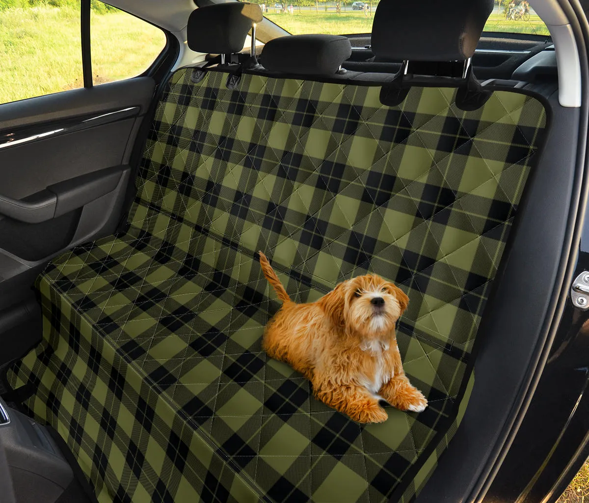 Army Green and Black Plaid Dog Hammock Back Seat Cover For Pets