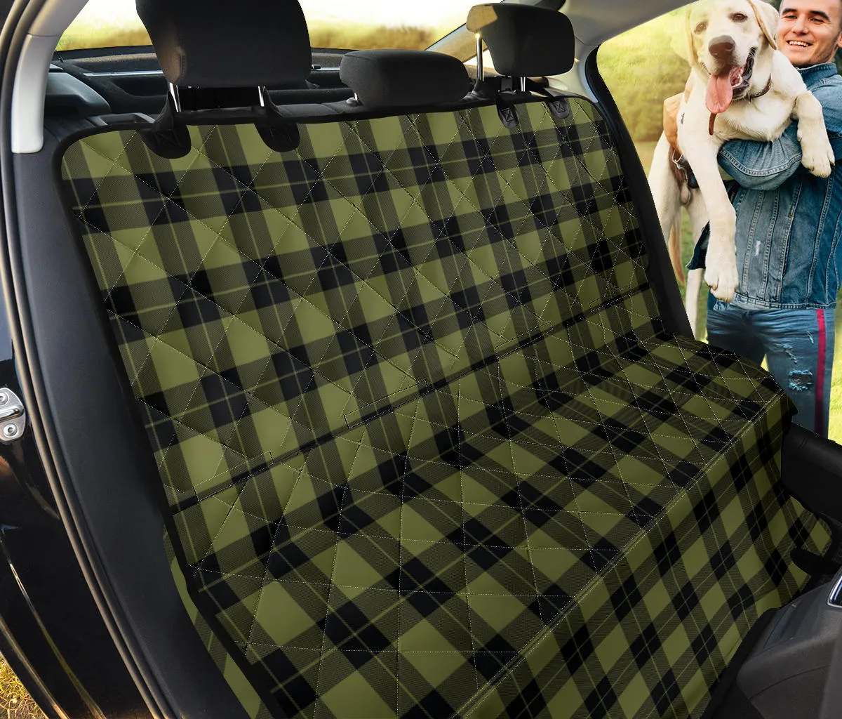 Army Green and Black Plaid Dog Hammock Back Seat Cover For Pets
