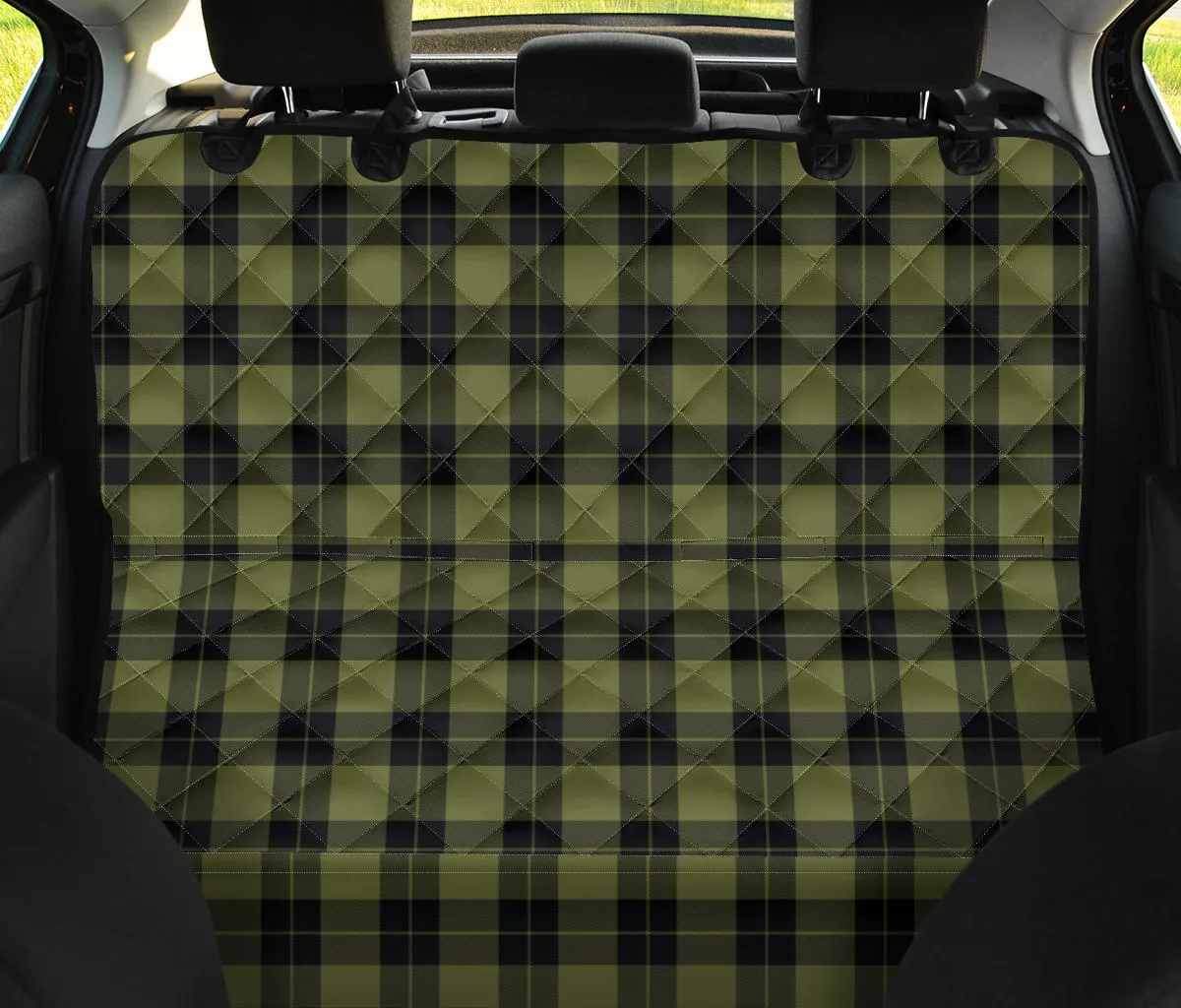 Army Green and Black Plaid Dog Hammock Back Seat Cover For Pets