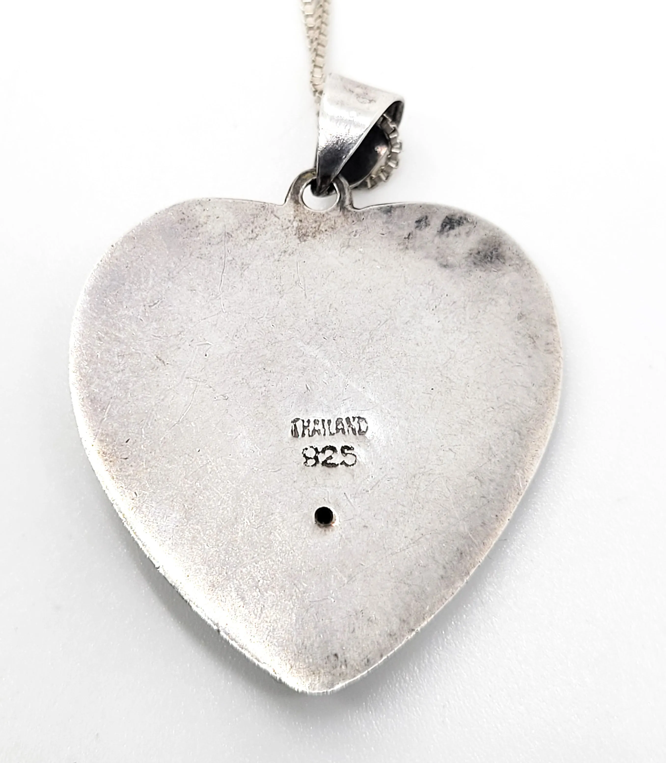 Art Nouveau style Nymph in flowers vintage sterling silver heart pendant