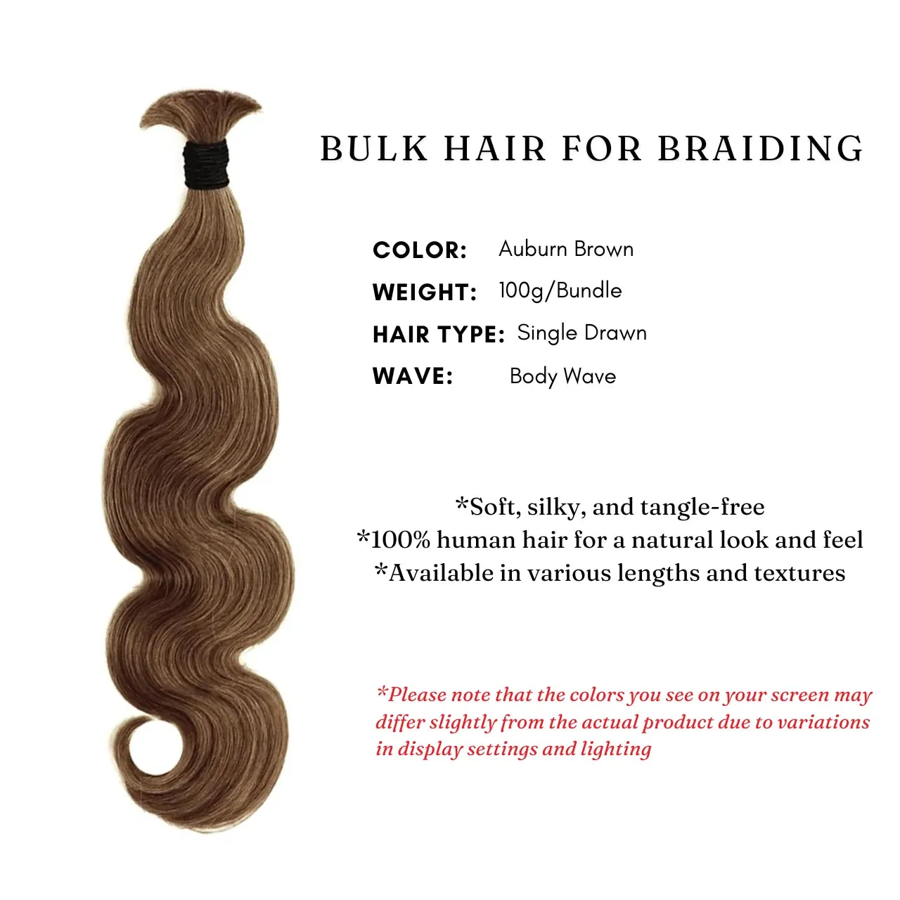 Auburn Brown Body Wave Boho Braids Bulk Hair for Braiding
