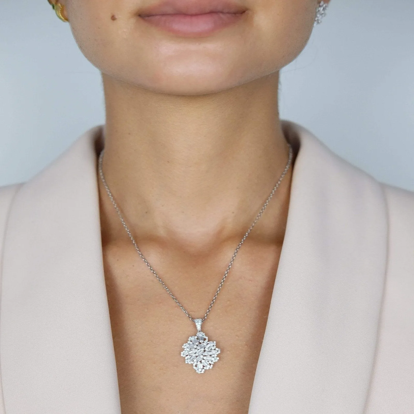 Baguette Bouquet Pendant, Ring, Earring Set