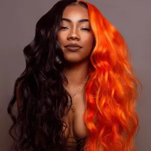 Bangsontarget 13x4 Lace Front Wigs Black and Ginger Wig Body Wave
