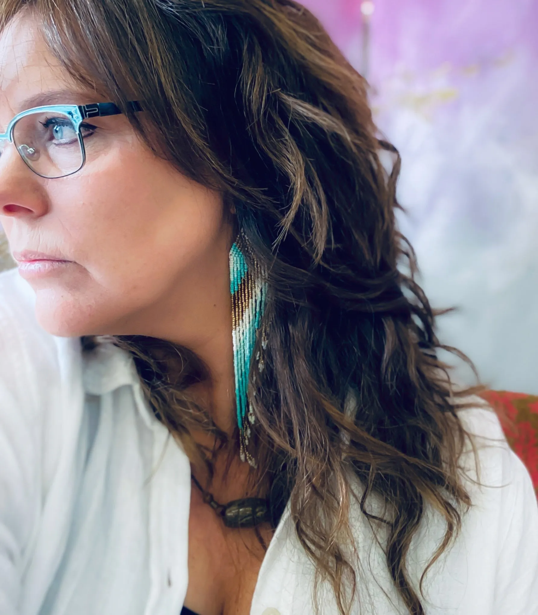 Beaded boho drop earrings