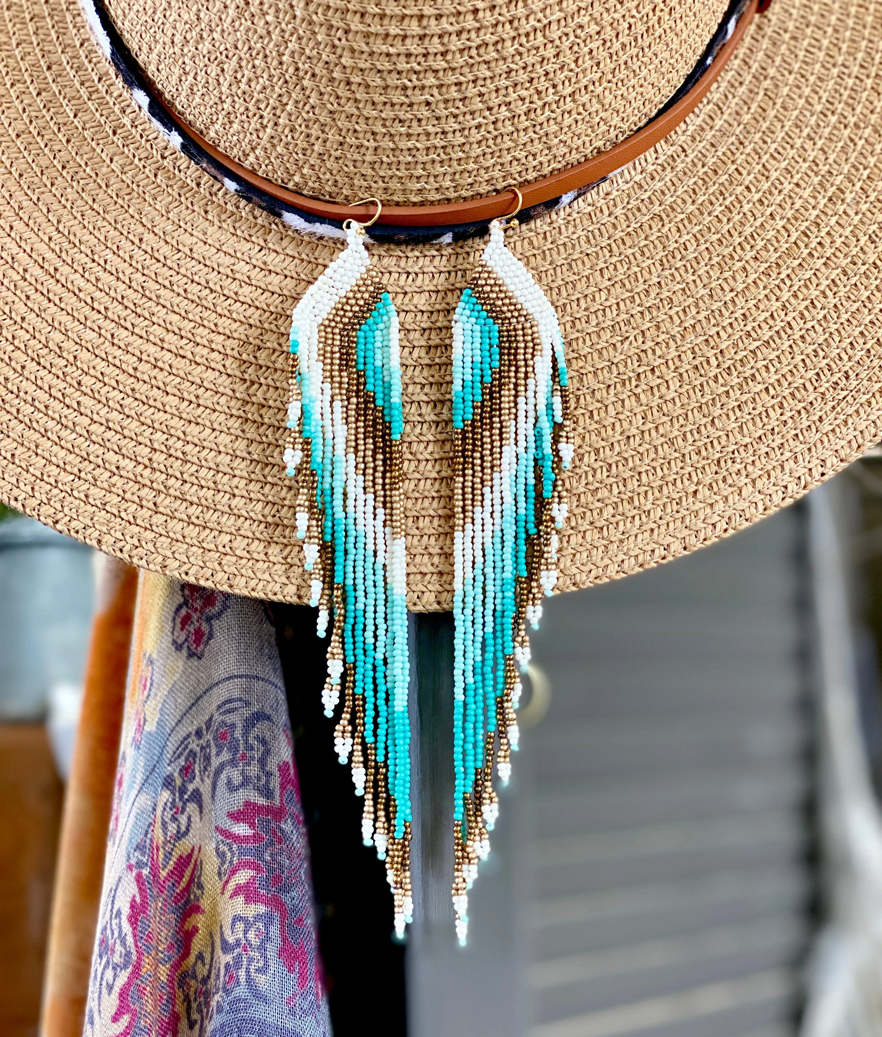 Beaded boho drop earrings