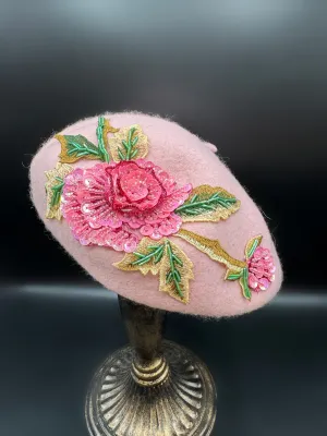 Beaded Floral Beret