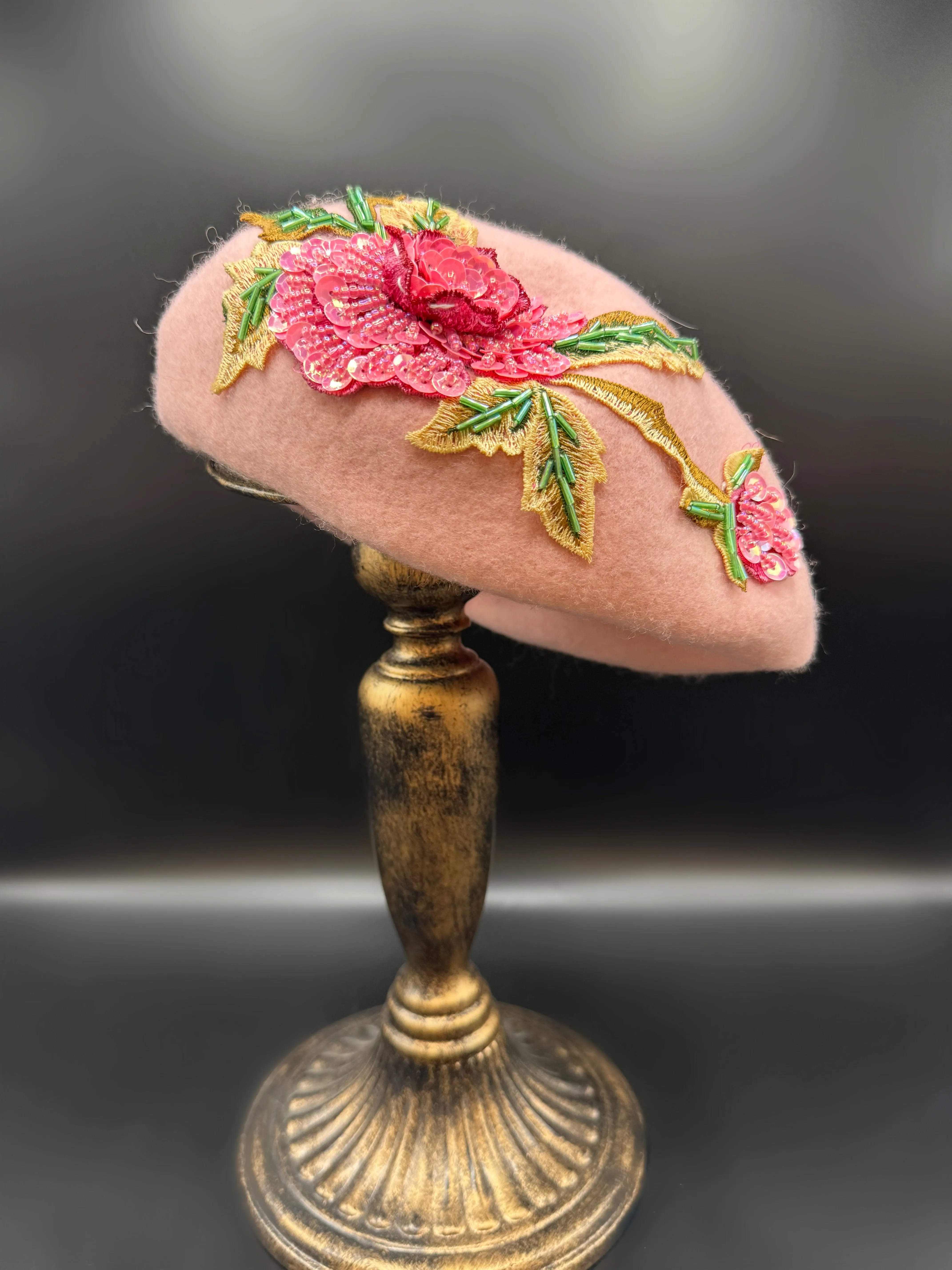 Beaded Floral Beret