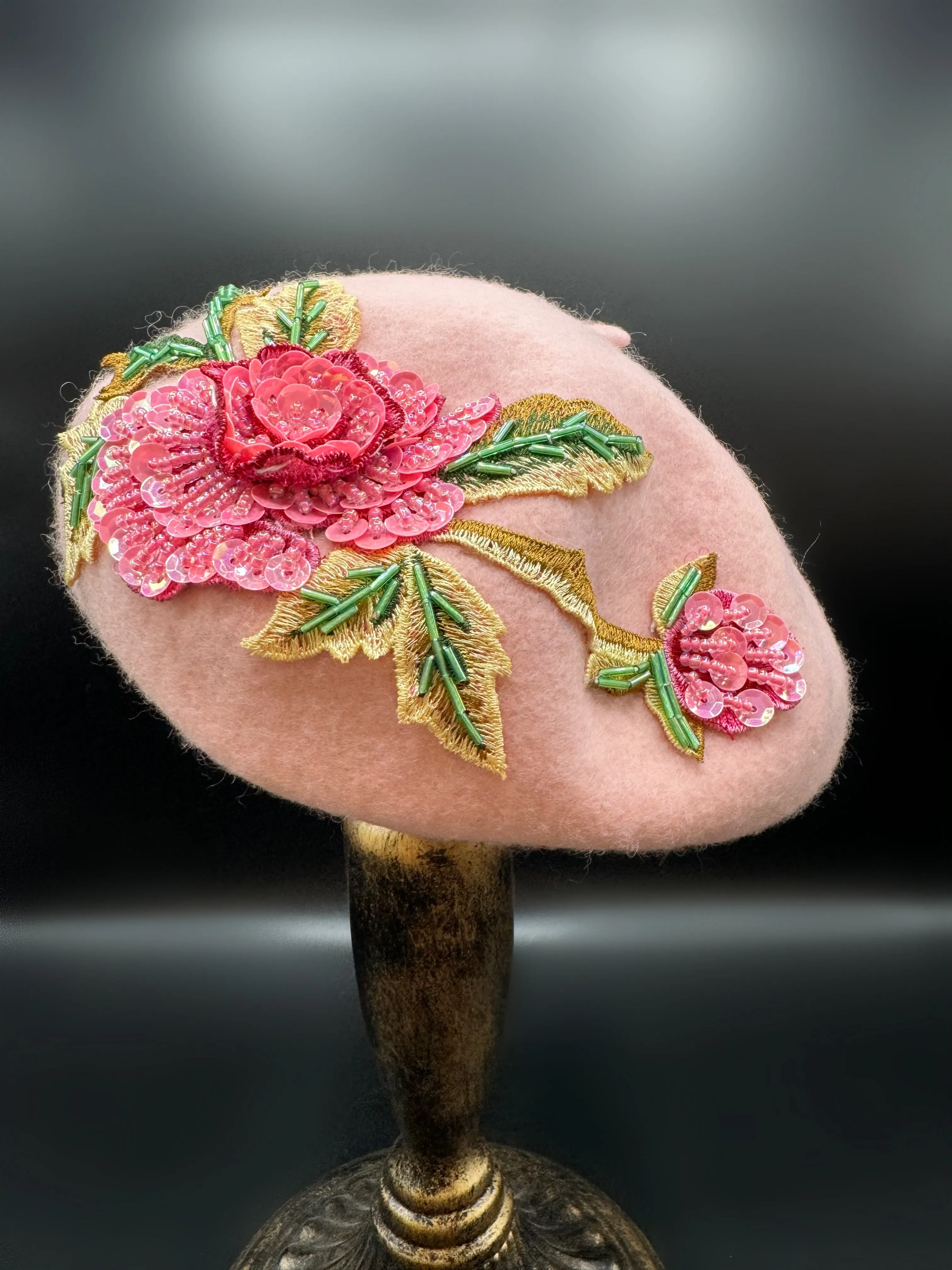 Beaded Floral Beret