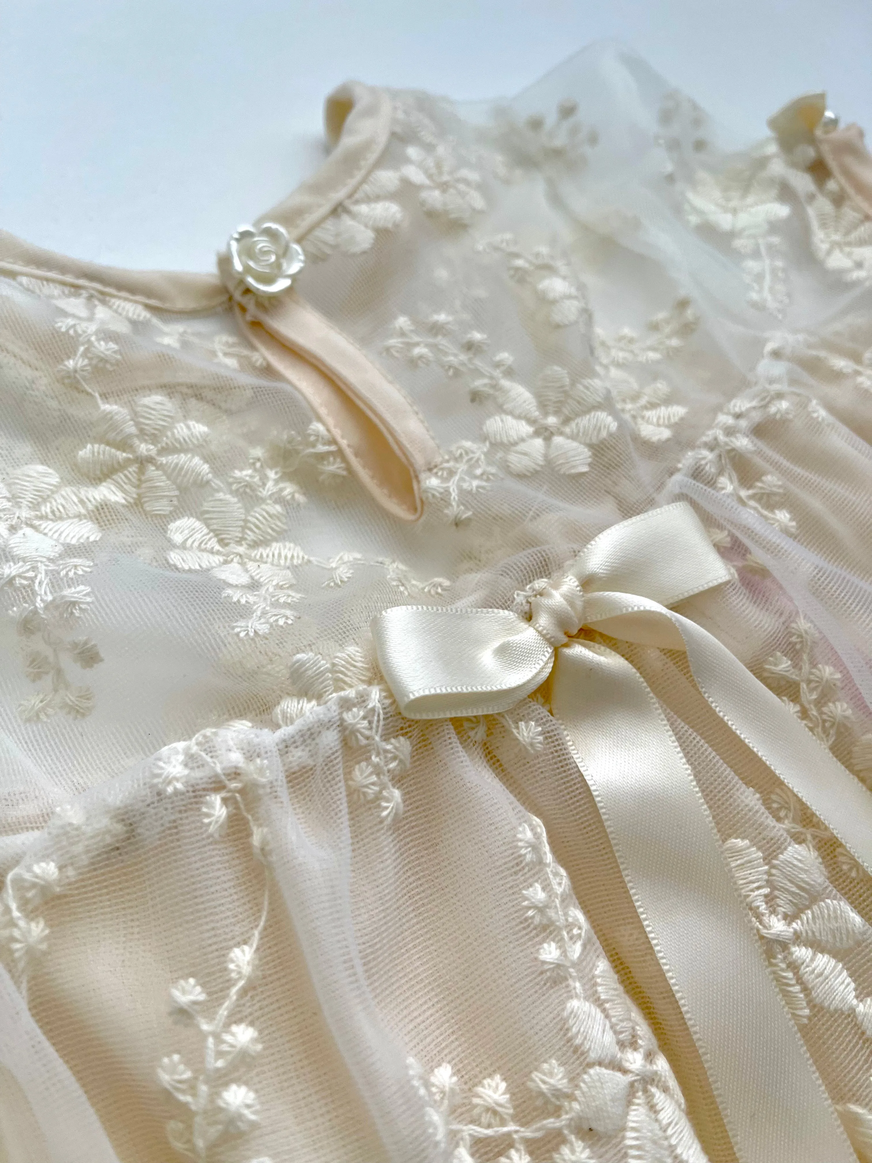 Beige Embroidered Girl Dress