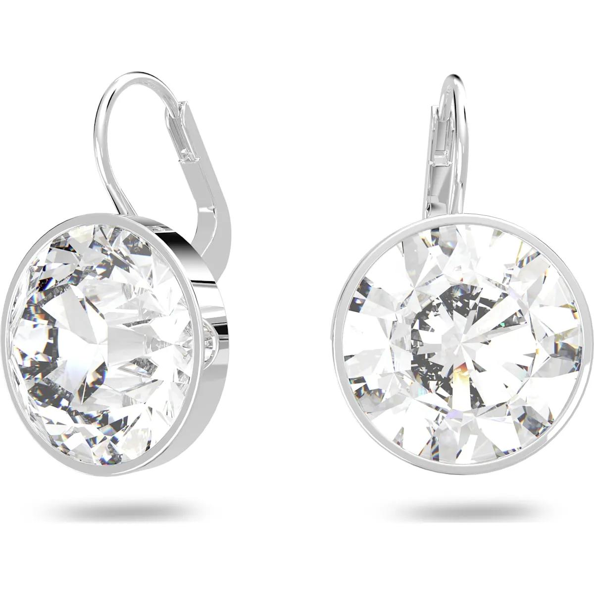 Bella earrings Round Small, White, Rhodium plated 5085608
