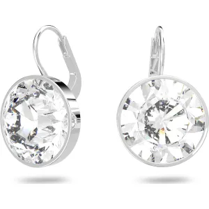 Bella earrings Round Small, White, Rhodium plated 5085608