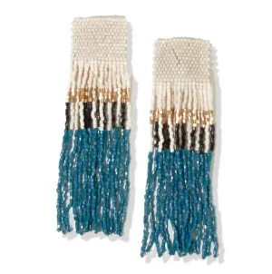 Belle Beaded Fringe Earrings Peacock