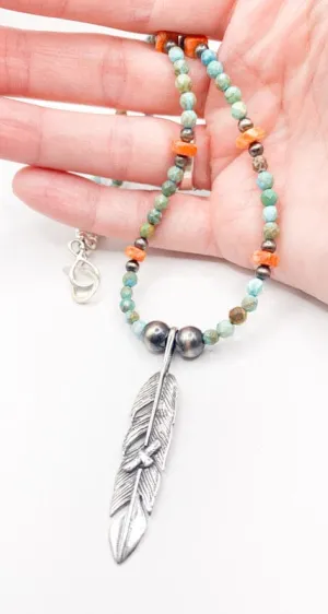 Bird & Feather Necklace