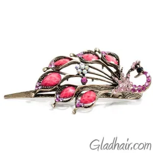Bird Shaped Vintage Metal Beak Clip with Crystals