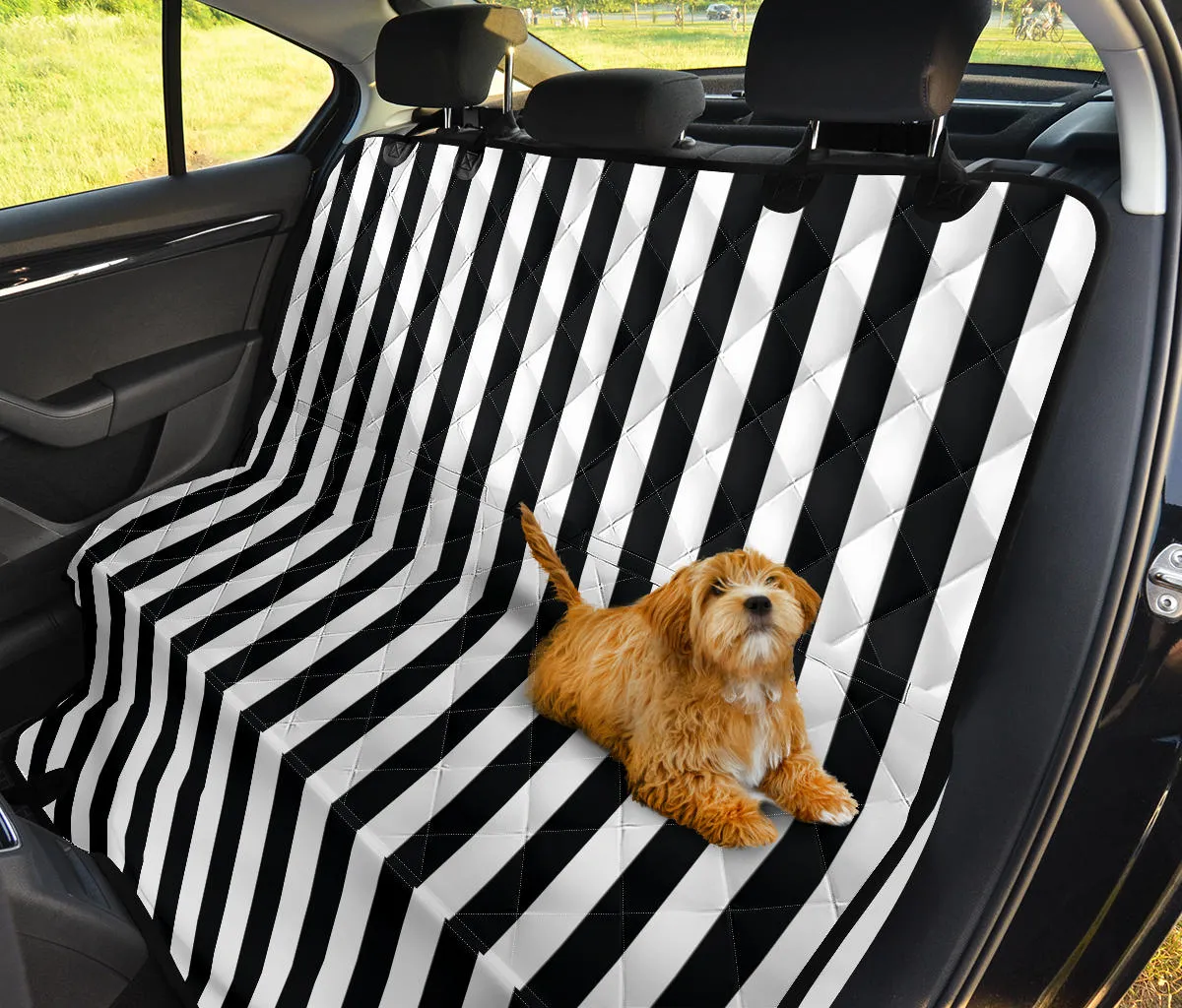 Black and White Striped Back Bench Seat Cover For Pets