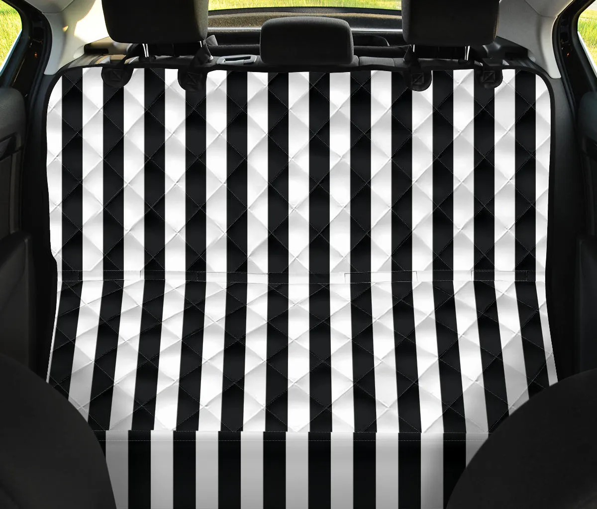 Black and White Striped Back Bench Seat Cover For Pets