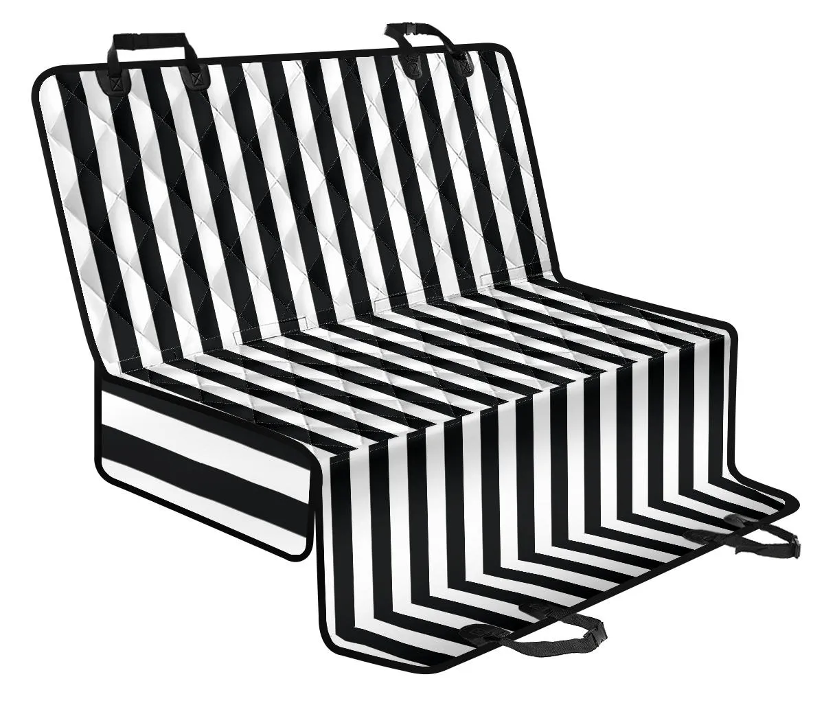 Black and White Striped Back Bench Seat Cover For Pets