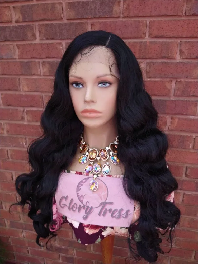 Black Body Wavy Lace Front Wig | Glory Tress Wigs | African American Wigs | Alopecia Chemo Wig | Gift For Her | Ready to Ship // GLAM QUEEN