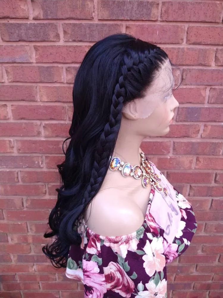 Black Curly Lace Front Wig | 13X6 HD Lace Front Wig | Pre-styled Braided Wedding Prom Wig | Glory Tress Wigs, Alopecia Chemo Wig / INDIA