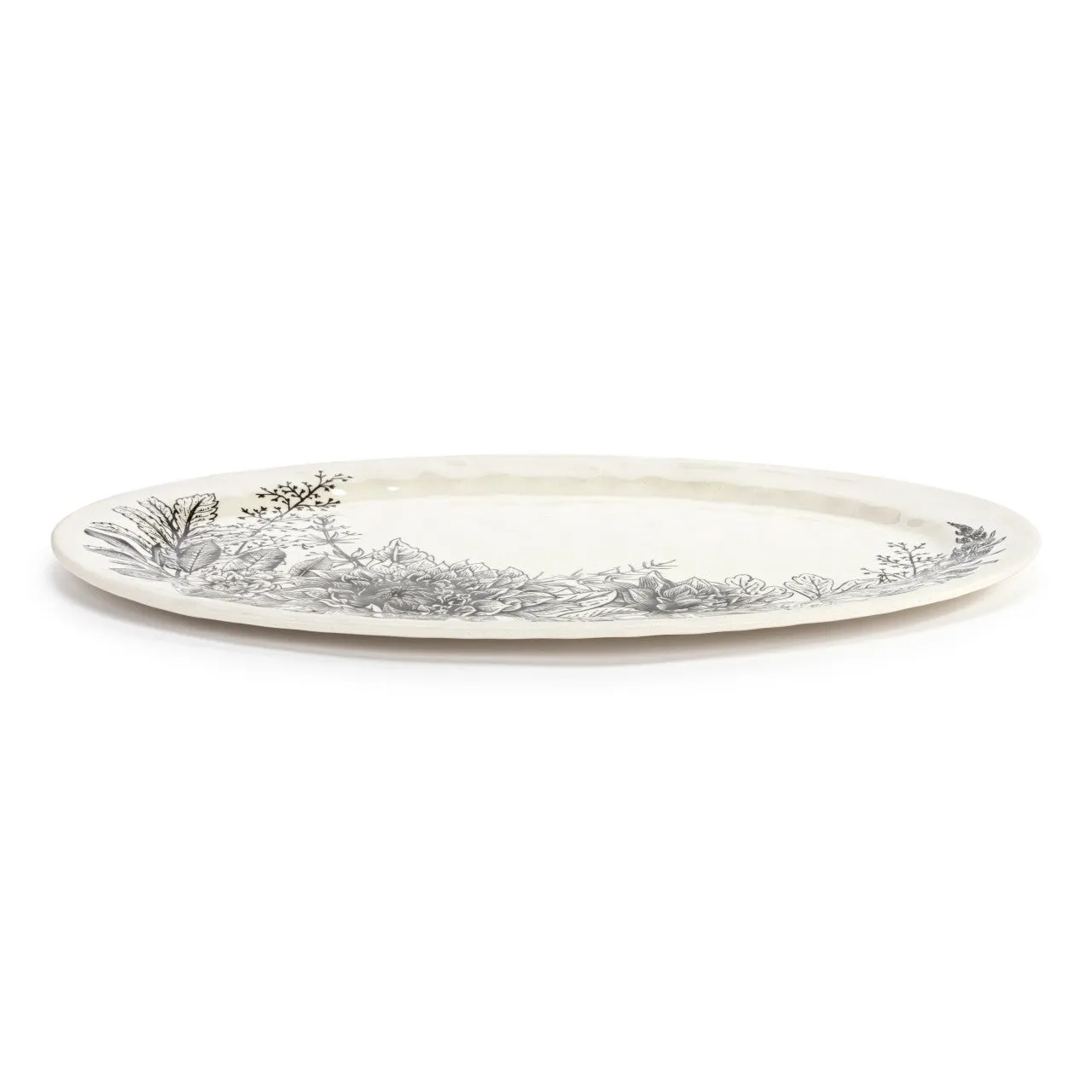 Black Floral Melamine Oval Platter