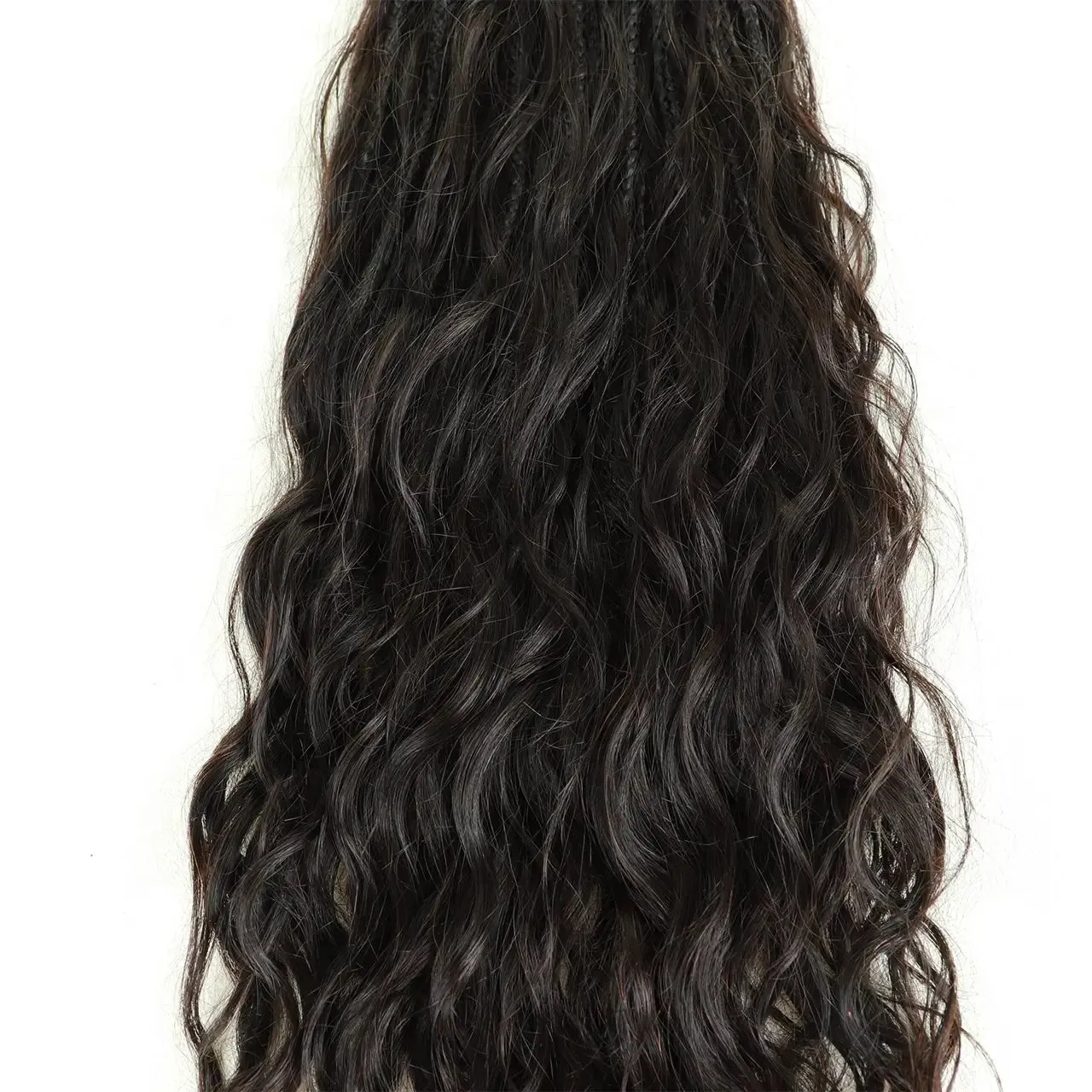 Black Pre-Looped Crochet Goddess Boho Box Braids With Loose Wave Human Hair