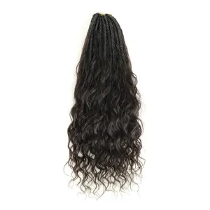 Black Pre-Looped Crochet Goddess Boho Box Braids With Loose Wave Human Hair
