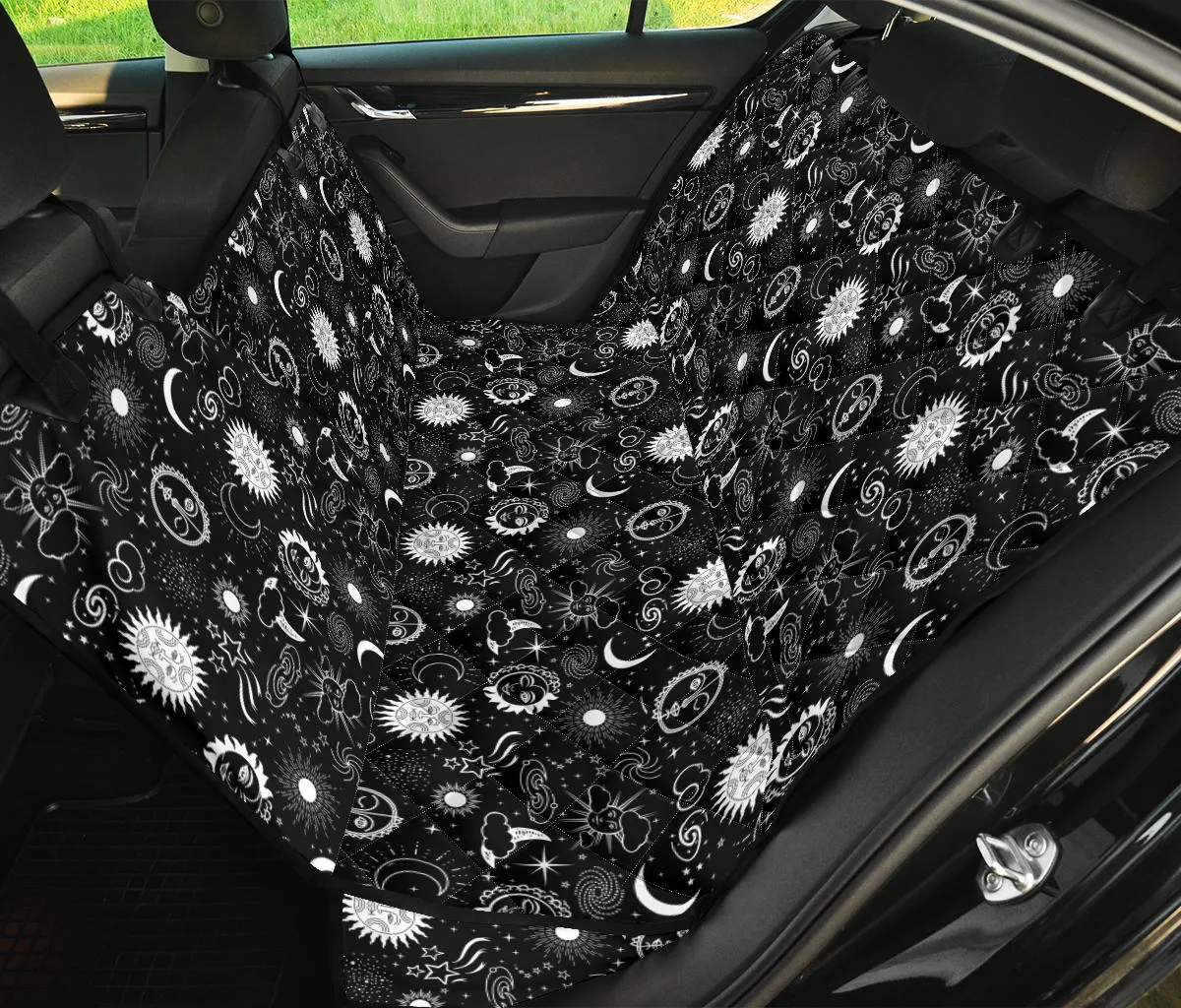 Black White Celestial 13 Car Pet Seat Cover