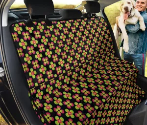 Black With Green and Pink Retro Flowers Pet Hammock Back Seat Cover For Dogs