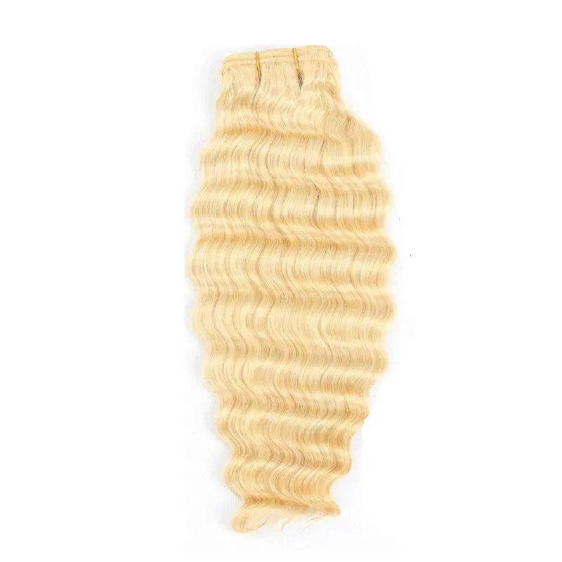 Blonde 613 Deep Wave weft bundle Russian Mink Virgin Remy 100 Human Hair