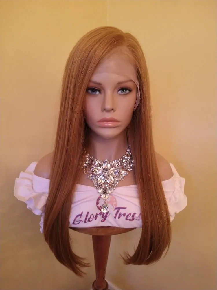 Blonde Lace Frontal Wig | Straight Wig With HD Lace | Human Blend Wig, 13x6 Free Parting | Glory Tress Wigs, Alopecia Wig // GINGERBREAD