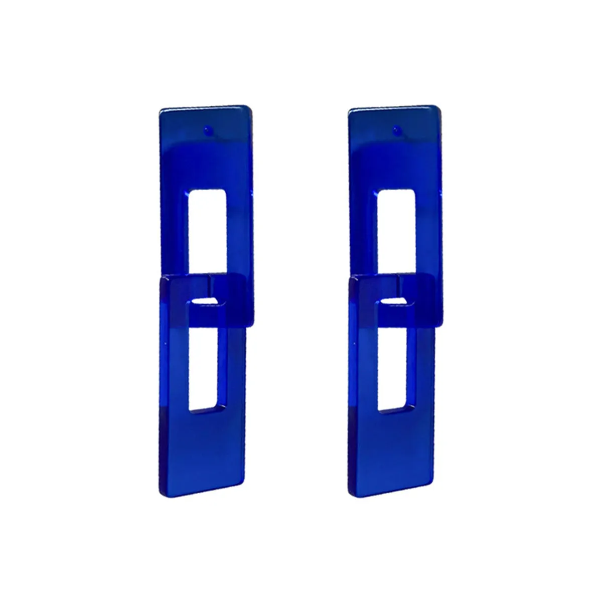 Blue Acrylic & Silver-Plated Double Rectangle Drop Earrings