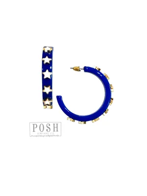 Blue Star Hoop Earring