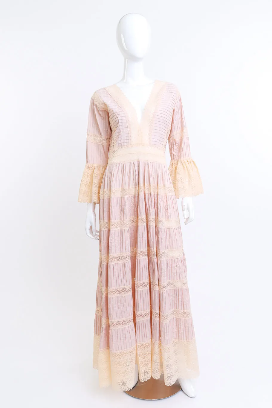 Blush Mexican Pintuck Wedding Dress
