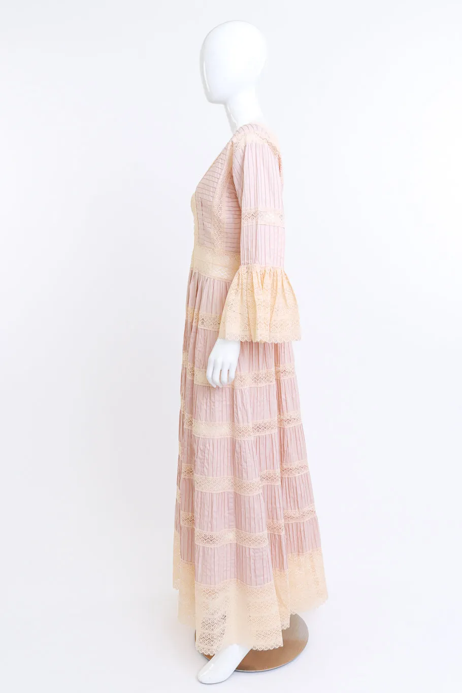 Blush Mexican Pintuck Wedding Dress