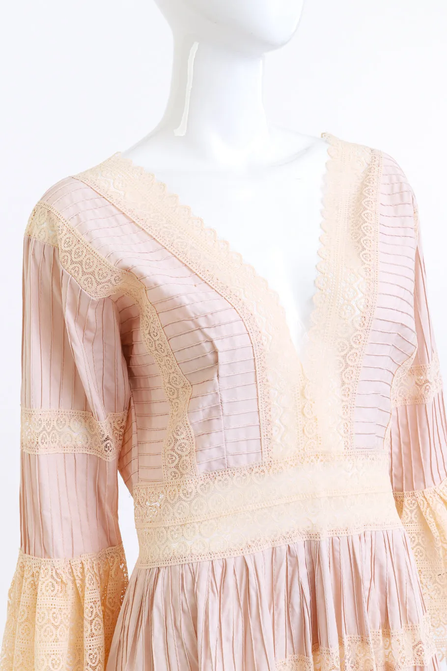 Blush Mexican Pintuck Wedding Dress