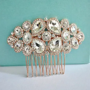 Blush Rose Gold Wedding Hair Comb, Bridal Crystal Hair Comb, Crystal Headpiece, Blush Wedding Hair Piece, Rhinestone Bridal Hair Jewelry