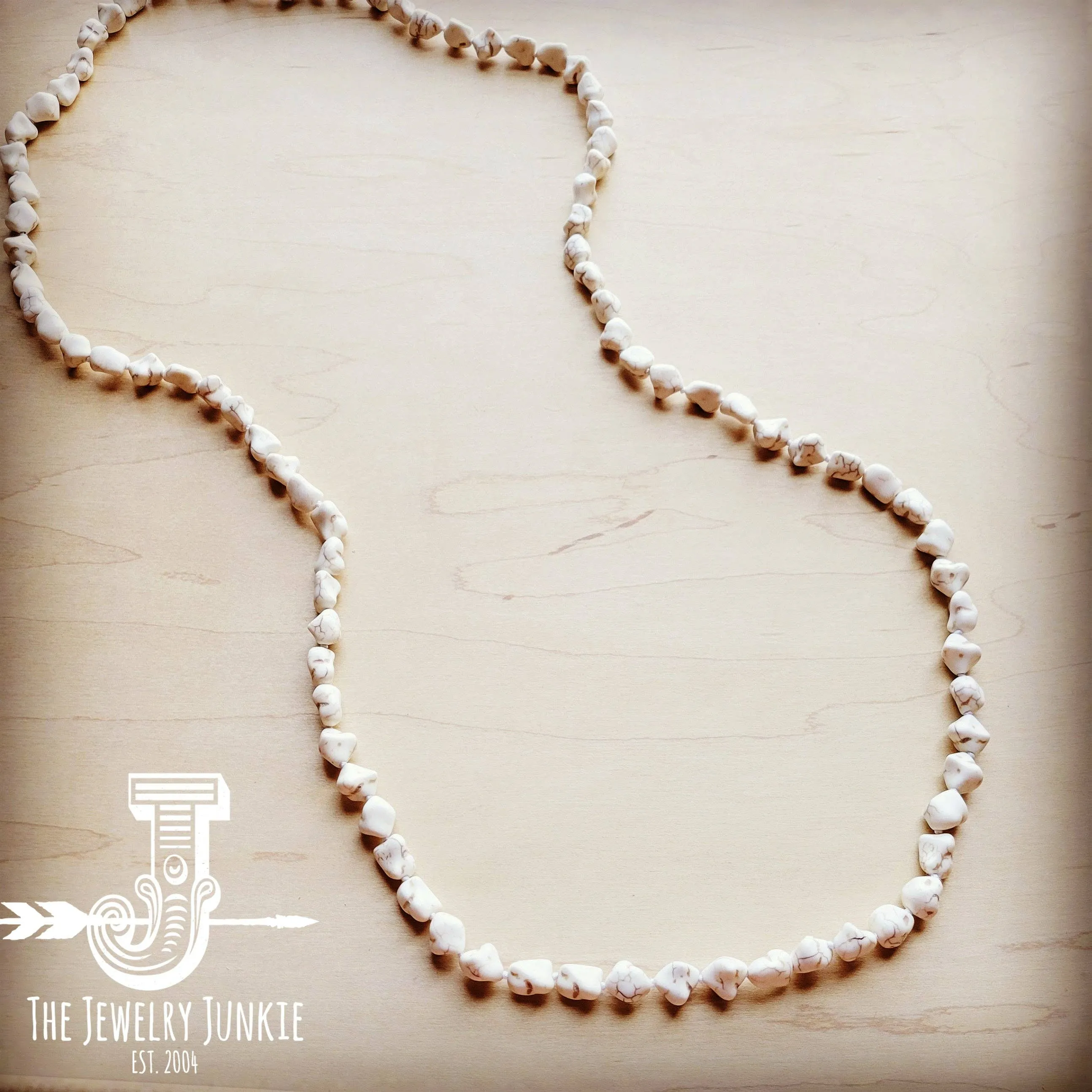 Boho Beaded Layering Necklace w/ White Turquoise: White